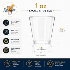 | 1oz CLEAR PLASTIC SHOT GLASSES | Disposable Drink Party 100 COUNT 1 oz CUPS