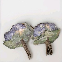 2 Artificial Vintage Dusty Blue Roses Wedding Bouquet Bridesmaid Home Decor