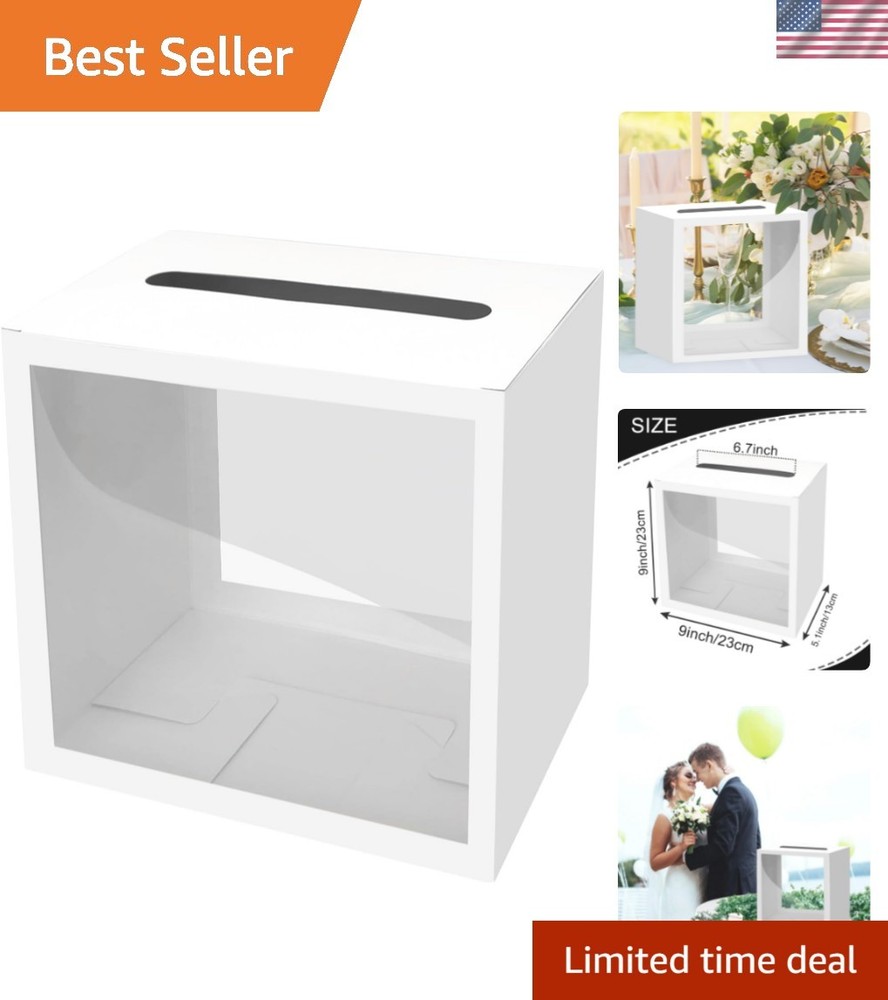 White Card Box for Party with Clear Window Box for Cards Receiving for Weddin…