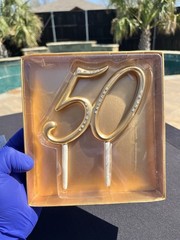 Studio His & Hers 50 th anniversary gold with rhinestones cake topper numbers