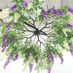 55″ CREAM PURPLE Silk Wisteria Vine Hanging Artificial FLOWER Chandelier Party