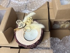 50 Pack Tea Light Wedding Favors Resin Holder Look Of Wood W/ Dried Flowers