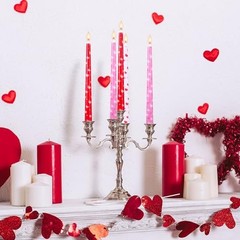 6 Pcs Valentines Heart Taper Candles-10 Unscented Valentine’s Day Heart-6Pcs