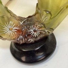Double Amber/ Green Resin Centerpiece Table Vase Large 18”