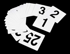 Table Numbers 125 Double Sided Plastic 4×4 Inch White Black Bold