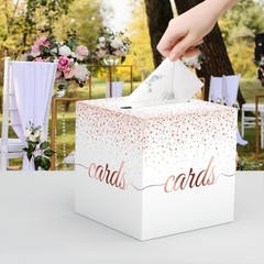 Rose Gold Cards Box for Birthday, Wedding, Bridal or Baby Shower, Graduation,…