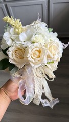Silk Flower Bouquet With Ribbon Fake Flower