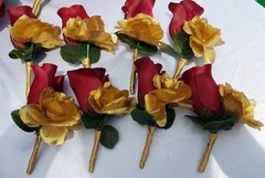 22 PC, Wedding Bouquet Set, Burgandy & Gold Roses, Wedding Flower Packages