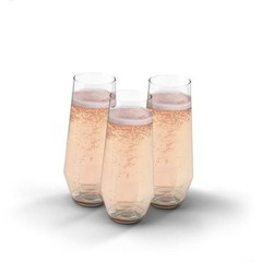 POP 9 oz. Diamond Plastic Champagne Flute Set – Clear Plastic Set of 12