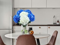 6 Pcs 20″ Silk Hydrangeas Flower, Hydrangea Artificial Flowers, White/Dark Blue