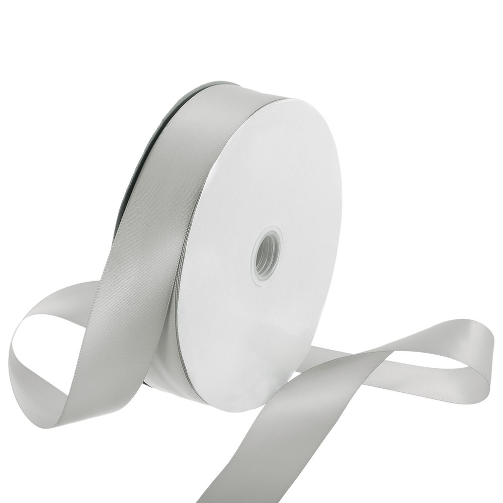 100 Yard Satin Ribbon Double Sided Grosgrain Silk Ribbon, 1.5″/Grey
