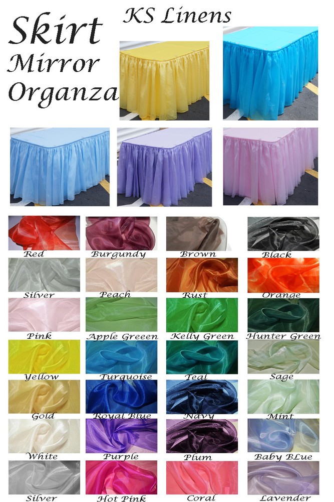Tutu Organza Table Skirt 14, 17 or 21 linear Feet. Included clips & table cover