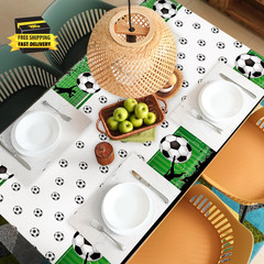 2 Pieces Soccer Party Tablecloth Plastic Soccer Themed Tablecover Disposable Rec
