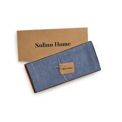 Solino Home Linen Table Runner 120 Inches Long – Athena, 100% Pure Linen Blue…