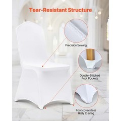 100PCS Spandex Stretch Chair Covers White for Wedding Party Banquet Decoration