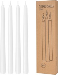 4 Pack White Taper Candles – Taper Candles 10 Inch Dripless, Smokeless & Unscent
