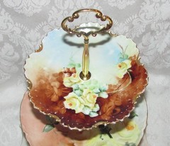 Custom Three Tier Tea Party Cake Stand Made With Antique Hand Painted Plates