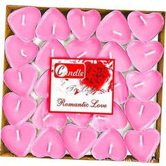 50Pack Heart Shaped Tealight Candles(25×2 Layers),Romantic Love Unscented Pink