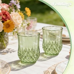 Pack Plastic Stemless Wine Glasses,oz Unbreakable Vintage 12 12oz-sage green