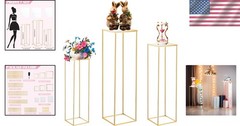 Stackable Gold Metal Pedestal Stands for Indoor Outdoor Party Decorations
