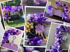100pcs Garland Arch Kit Assorted 5” 10″ 12” Dark Pastel Purple Shades Balloons
