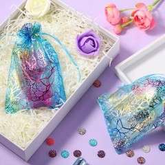 50/100Pcs Sheer Coralline Organza Gift Bags Jewelry Pouches Party Wedding Favor