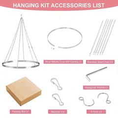 Ceiling Drape Hanging Kit 24 Inch Silver Ceiling Hanging Ring Metallic Hoop Ring