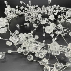 192″ Acrylic Crystal Diamond Garland – Frosted & Cut Beaded Glitter String (Set