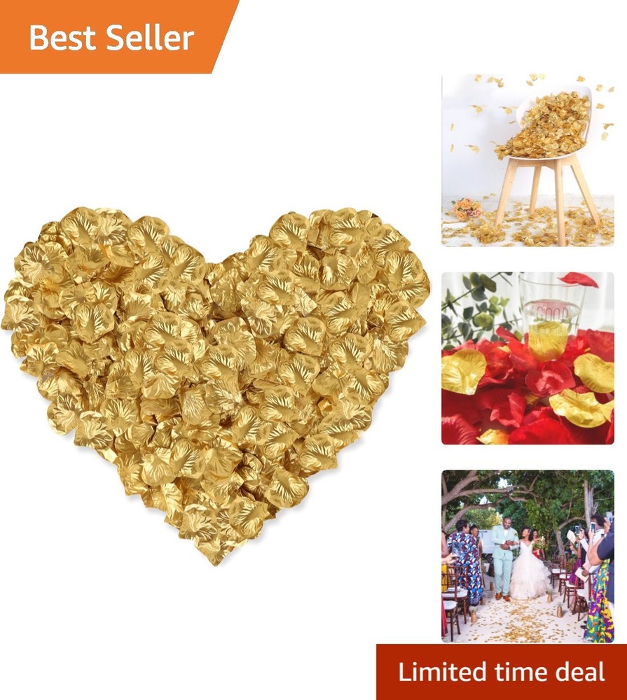 Reusable Gold Silk Rose Petals – Perfect for Weddings & Parties, 1000 Count