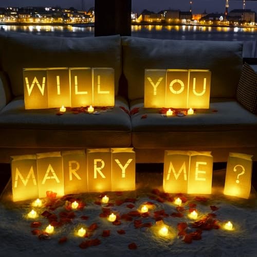 Light Up Letters Proposal Decorations with Flameless Candles Will You Marry Me