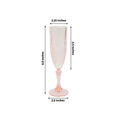 6 TRANSPARENT BLUSH 8 oz Crystal Plastic Champagne Flute GLASSES Party Events