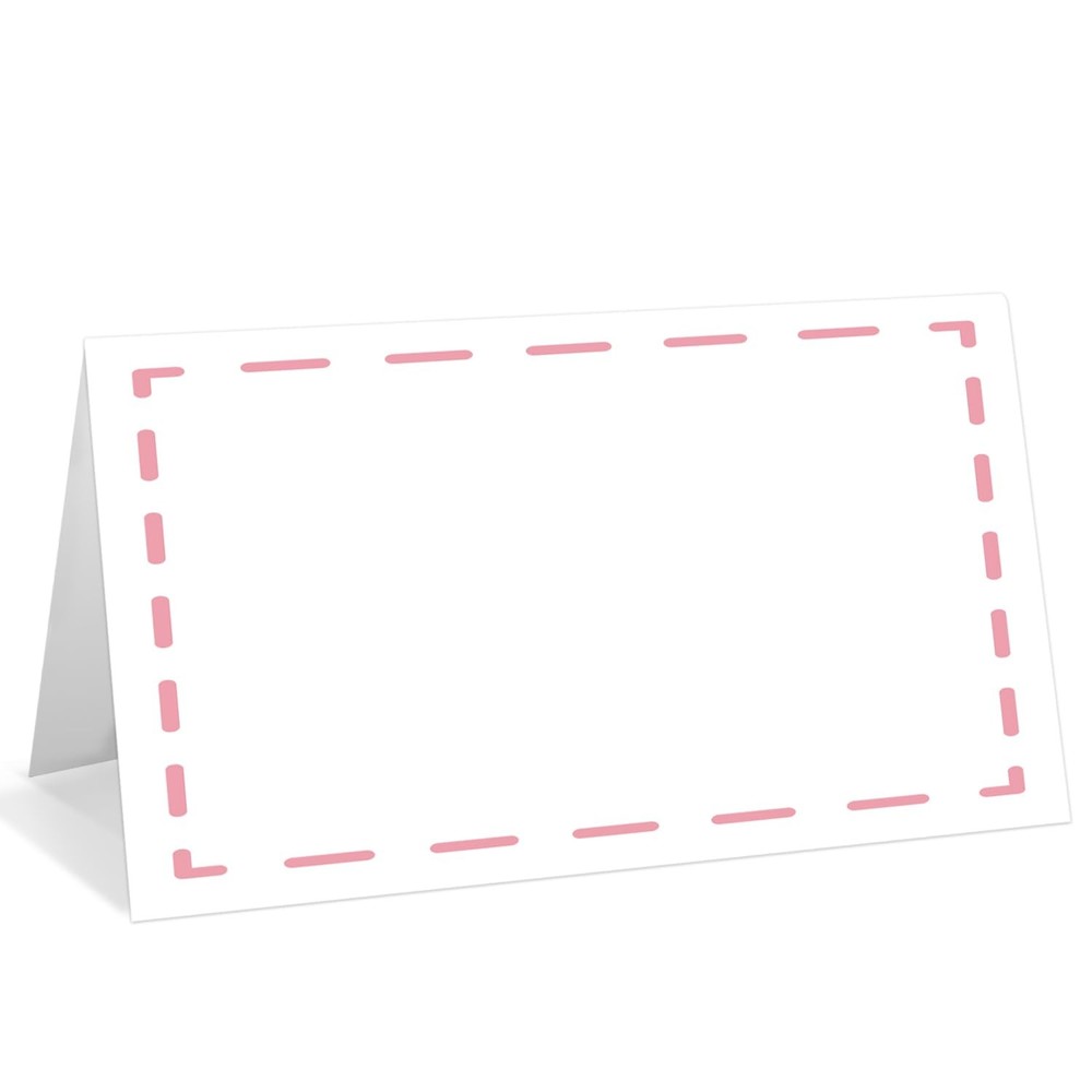 25 PCS Pink Lines Border Place Cards Editable Name Tent Table Food Label