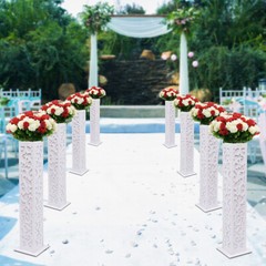 8* Flower Columns w/ LED Lights White PVC Wedding Roman Decorative Column