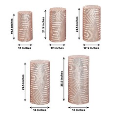 5 BLUSH Geometric Sequins Cylinder Display STAND COVERS Set Party Decorations