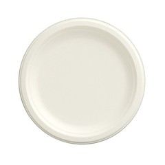 50 Round 9″ WHITE Bagasse Sustainable SALAD PLATES Party Events Home Decorations