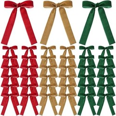 36 Pieces Christmas Velvet Bow Xmas Ribbon Wreath Bow Bulk Rustic Crafts Gift