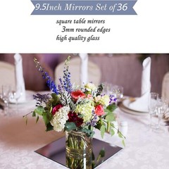 90-0243 Silky Silk Square Mirror Candle Plate Set| Edges Mirror for Wedding