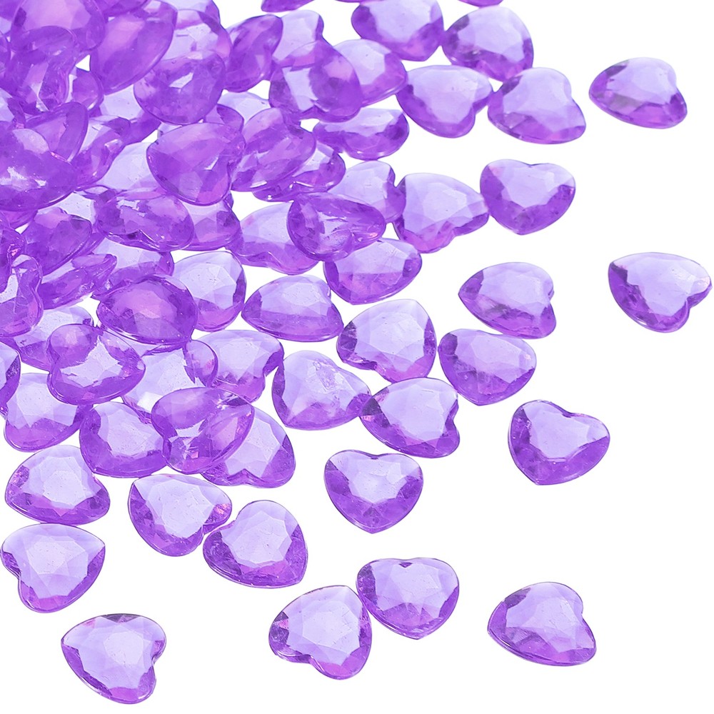 250Pcs Acrylic Heart Gems Heart Shaped Bauble Vase Fillers Ornaments Purple
