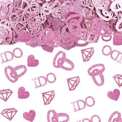 ABTOLS 200pcs Rose Gold Wedding Table Confetti, Pink Glitter Paper Heart I Do