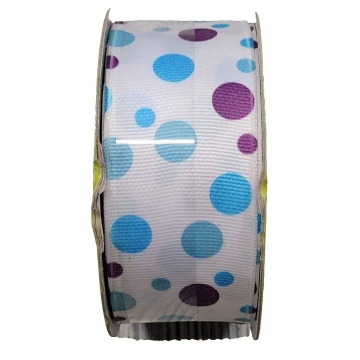 Garden Gate Designs Ribbon Craft Blue Purple Polka Dot 1.5in x 12ft 2006
