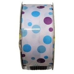 Garden Gate Designs Ribbon Craft Blue Purple Polka Dot 1.5in x 12ft 2006
