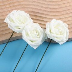 10-Pack Cream White Bridal Bouquet Flowers