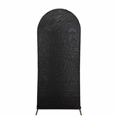 5 ft BLACK Metallic Fitted Spandex Round Top Arch STAND COVER Party Events