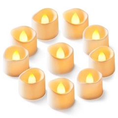 Homemory 12-Pack Flameless LED Tea Pack of 12 Bright Amber Glow – White Body