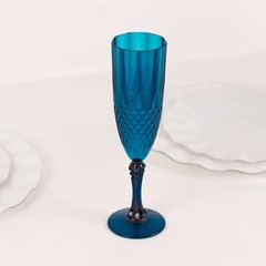 6 NAVY BLUE 8 oz Crystal Plastic Champagne Flute GLASSES Events Decorations