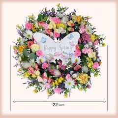 idyllic 22 Inch Spring Summer Wild Flower Front Door Wreath, Everyday Greener…