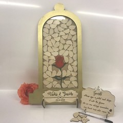 Beauty and the Beast Gold Wedding drop box alternative guest book Dome 72 petals