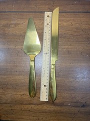 Seellodge stainless steel wedding knife and spatula set Gold Plated