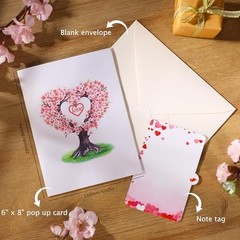 Pop Up Anniversary Cards 3D Cherry Blossom Couple in Love, Heart Cherry