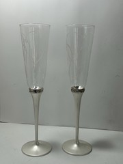 Mikasa «Love Story» Heart Shape Silver Plated Flutes Wedding / Special Occasion